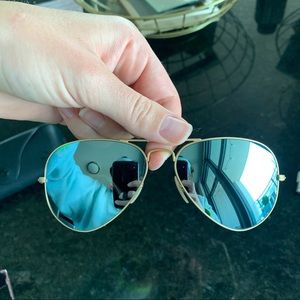Rayban Aviators - light blue and gold - polarized